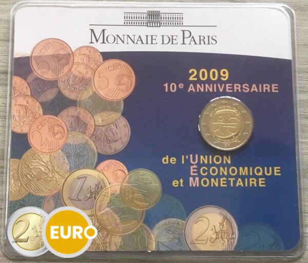 2 euro Frankrijk 2009 - 10 Jaar EMU BU FDC Coincard