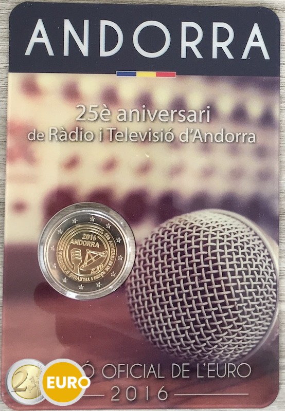 2 euros Andorre 2016 - Radio et Télévision Andorre BU FDC Coincard