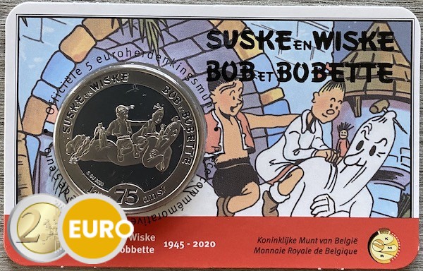 5 euros Bélgica 2020 - Bob y Bobet BU FDC Coincard en relieve