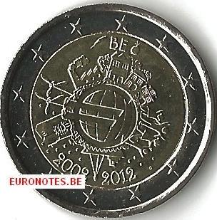 2 euros Belgique 2012 - 10 ans euro UNC
