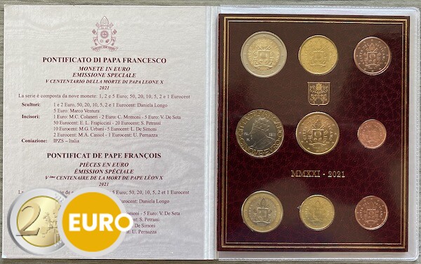 Série euro BU FDC Vatican 2021 + 5 euros Léon X
