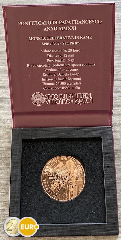 20 euros Vatican 2021 - Saint Pierre BU FDC cuivre