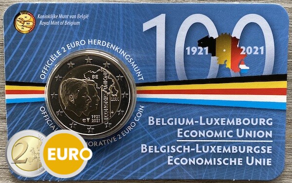 2 euros Belgique 2021 - 100 ans UEBL BU FDC Coincard NL