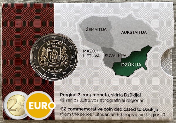 2 euros Lituanie 2021 - Région de Dzukija BU FDC Coincard