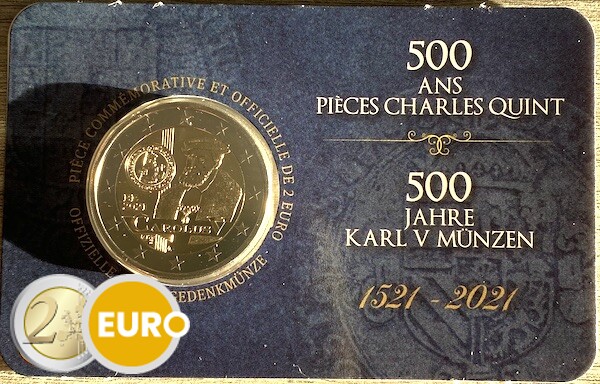 2 euros Belgique 2021 - 500 ans pièces de Charles Quint BU FDC Coincard FR