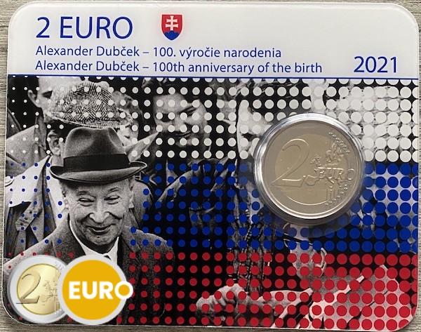 2 euros Slovaquie 2021 - Alexander Dubcek BU FDC Coincard