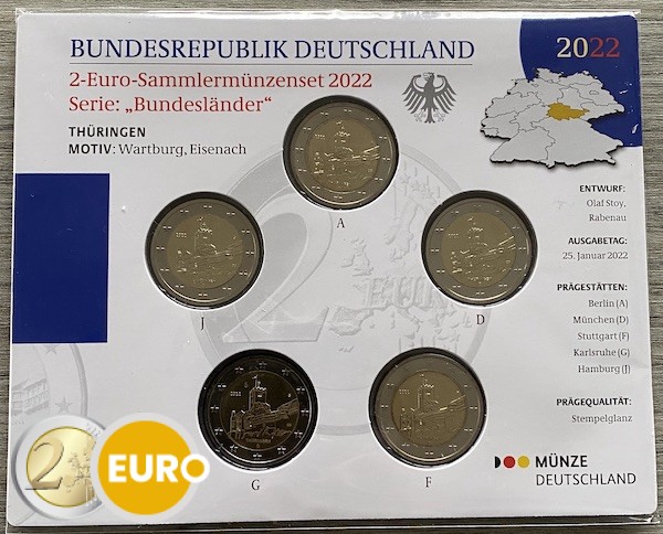 2 euros Alemania 2022 - ADFGJ Turingia BU FDC