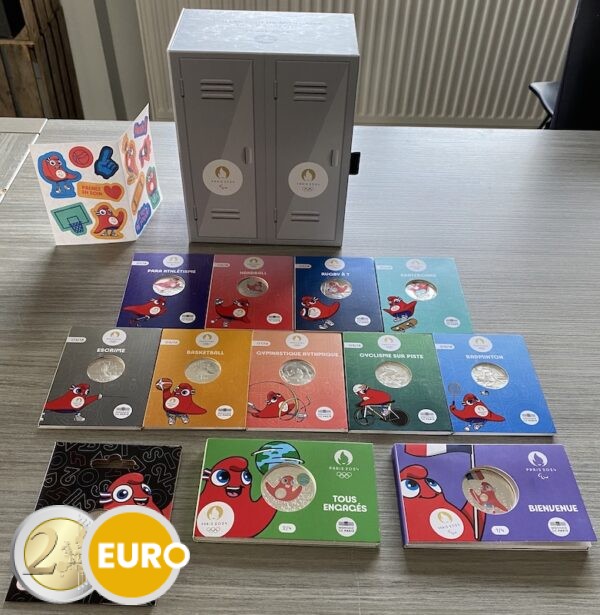 9 x 10 euros France 2023 - Phryges UNC argent en cartelette - Vague 1 + coffret + 2 x 50 euros + médaille exclusive