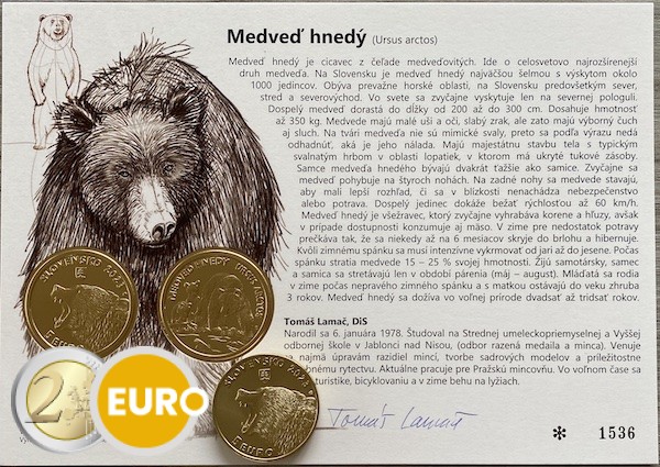 5 euros Eslovaquia 2023 - Oso marrón UNC con certificado de autenticidad