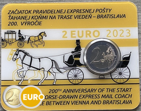2 euros Slovaquie 2023 - Courrier express à cheval BU FDC Coincard