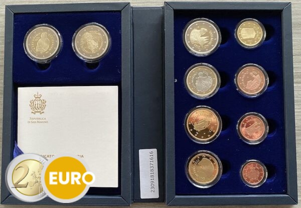 Serie de euro BE Proof San Marino 2023 + 2 x 2 euros conmemorativa Perugino Signorelli