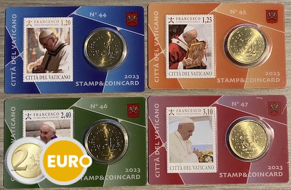 50 céntimos y sello coincard Vaticano 2023 - nr 44 + 45 + 46 + 47