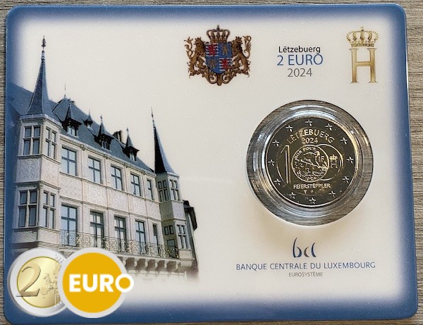 2 euros Luxembourg 2024 - 100 ans Franc Feierstëppler BU FDC Coincard poinçon KNM