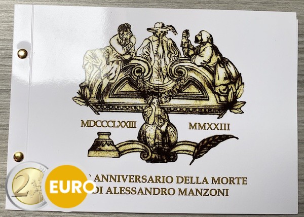 2 euros Vaticano 2023 - Alessandro Manzoni BU FDC sobre Filatélico-Numismático