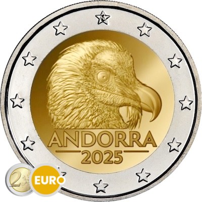 2 euros Andorre 2025 - Gypaète barbu BU FDC Coincard