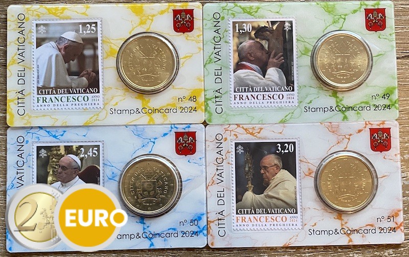 50 cents et timbre coincard Vatican 2024 - nr 48 + 49 + 50 + 51