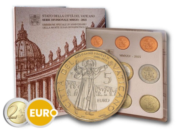Série euro BU FDC Vatican 2025 + 5 euros Jean-Paul II