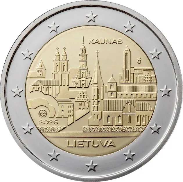 2 euros Lituanie 2026 - Ville de Kaunas BU FDC Coincard