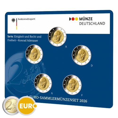 2 euros Allemagne 2026 - ADFGJ Konrad Adenauer BU FDC Coincard