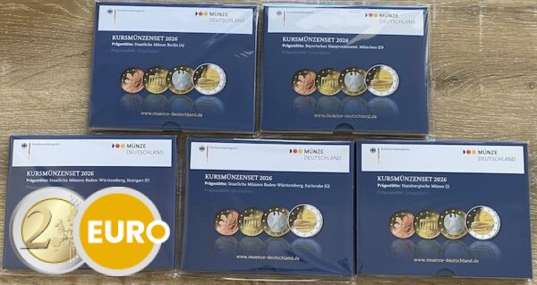 Euro set BE Proof Duitsland 2026 - ADFGJ + 2 euro Bremen