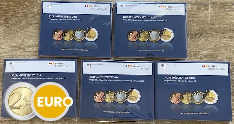 Série euro BE Proof Allemagne 2026 ADFGJ + 2 euros Brême