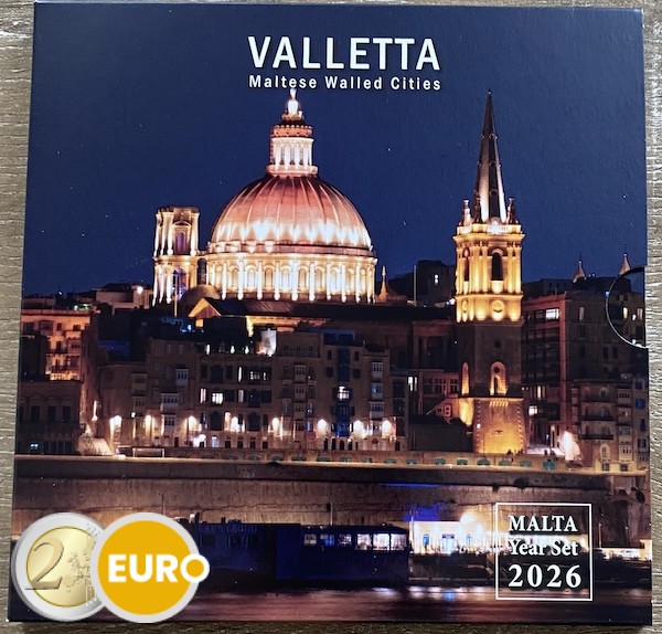 Série euro BU FDC Malte 2026 + 2 euros Villes fortifiées La Valette Valletta