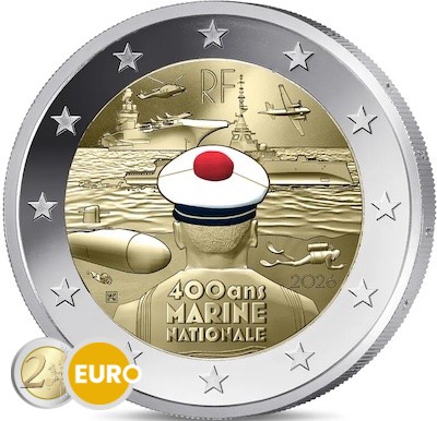 2 euros France 2026 - Marine nationale BE Proof colorisé