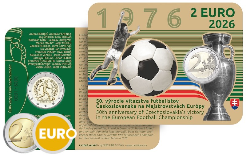 2 euros Slovaquie 2026 - Victoire Championnat d’Europe de football 1976 BU FDC Coincard
