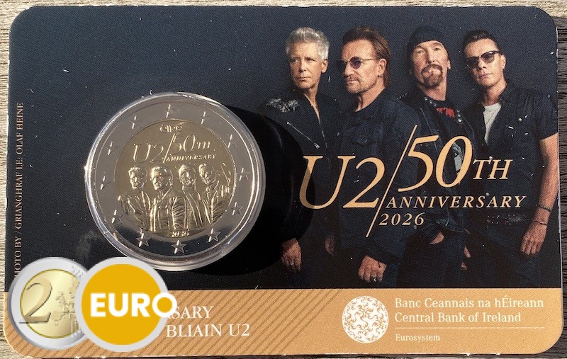 2 euros Irlande 2026 - 50 ans U2 BU FDC Coincard