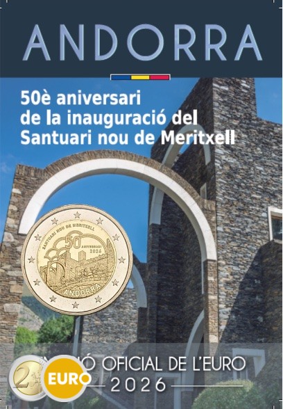 2 euros Andorre 2026 - Sanctuaire de Meritxell BU FDC Coincard